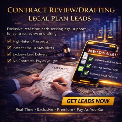 Contract review/drafting legal plan leads
